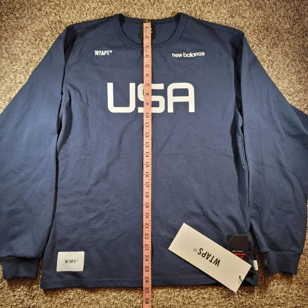 New Balance x WTAPS TC Jersey Long Sleeve T-shirt Men's Size Small MT01606 Blue - Picture 6 of 12
